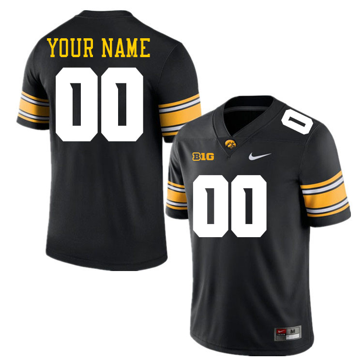 Custom Iowa Hawkeyes Player's Name and Number Football Jersey-Black